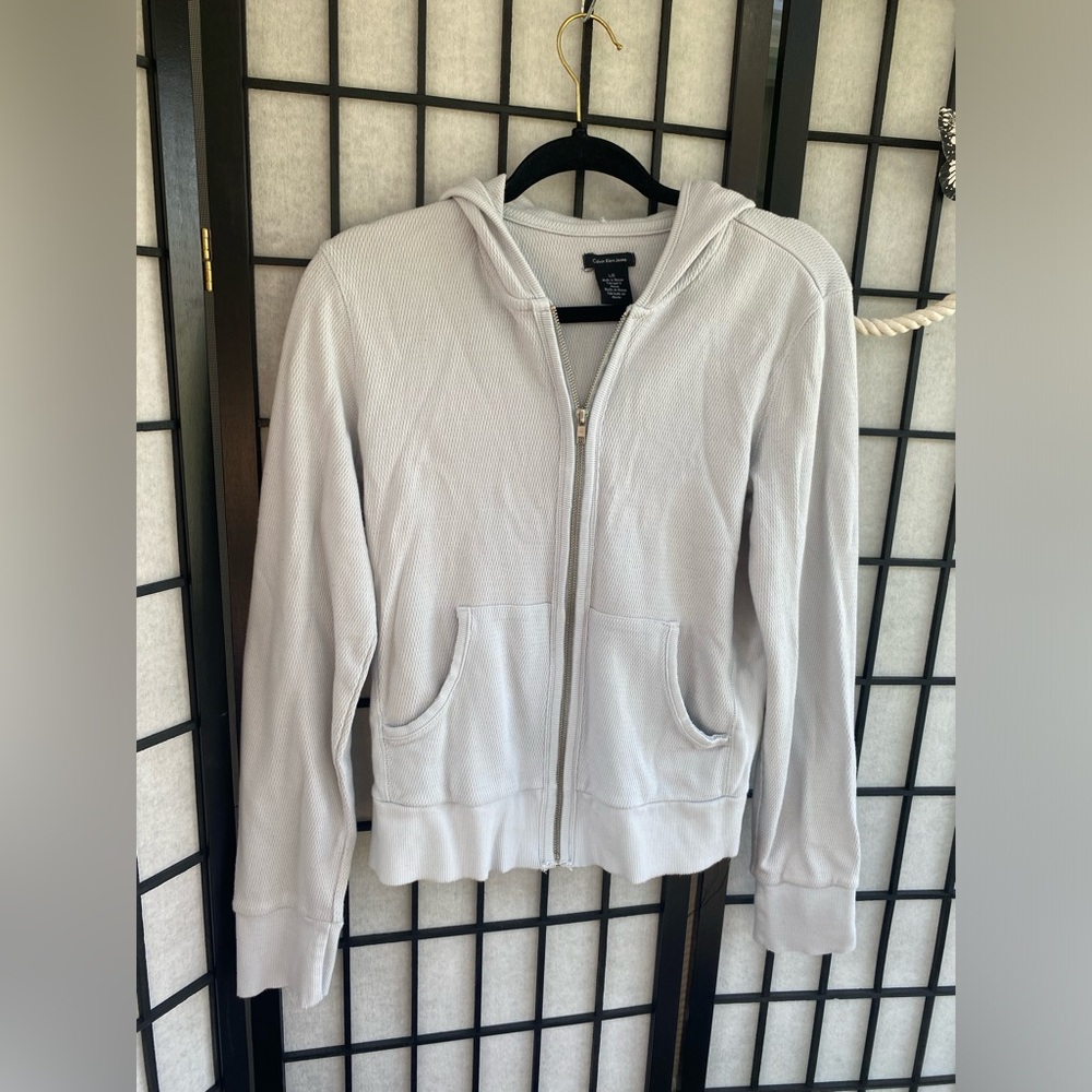 Large Calvin Klein Light Blue Zipper Sweatshirt
